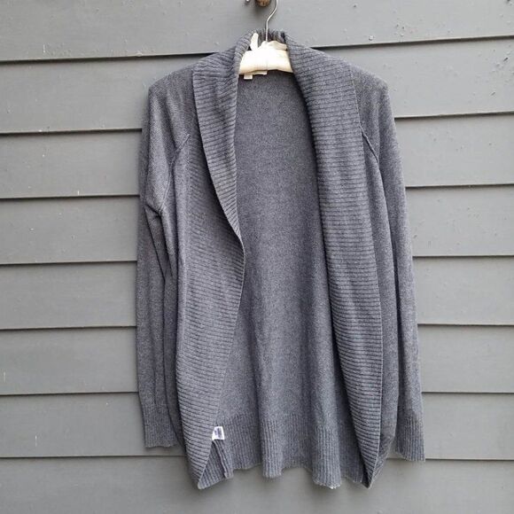 Loft Wool Blend Gray Open Front Cardigan Sweater size Medium - Picture 1 of 10